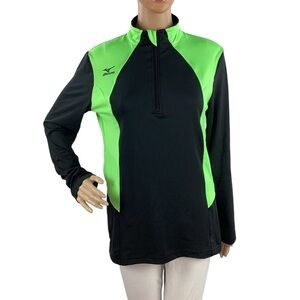 Mizuno DryLite Excel 1/2 Zip Volleyball Pullover Black Green Small